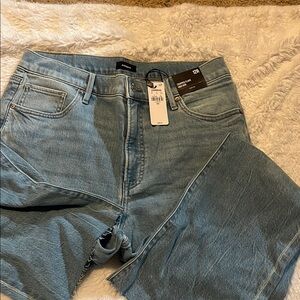 Express Women’s Light Blue Denim Wide-Leg Pants with Frayed Hem NWT